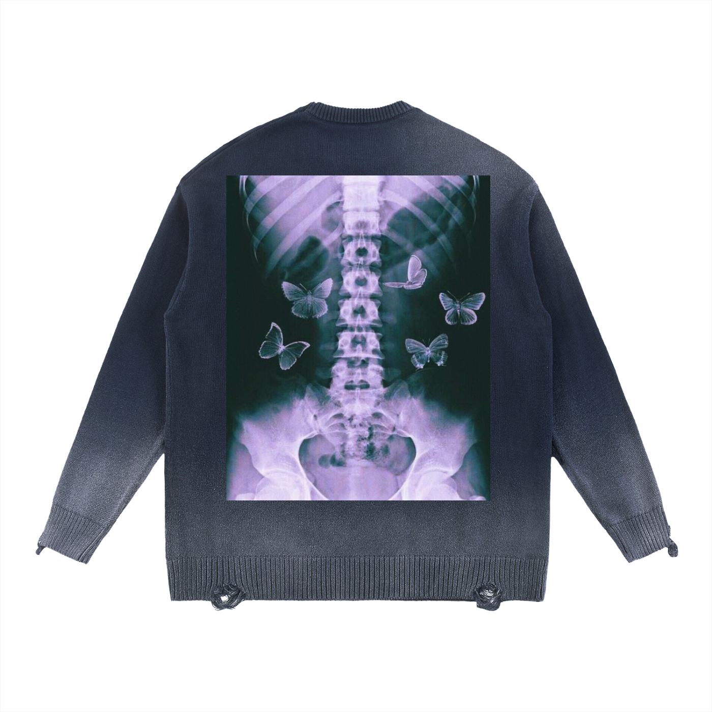 Sun Fade Distressed Ripped Crewneck sweater