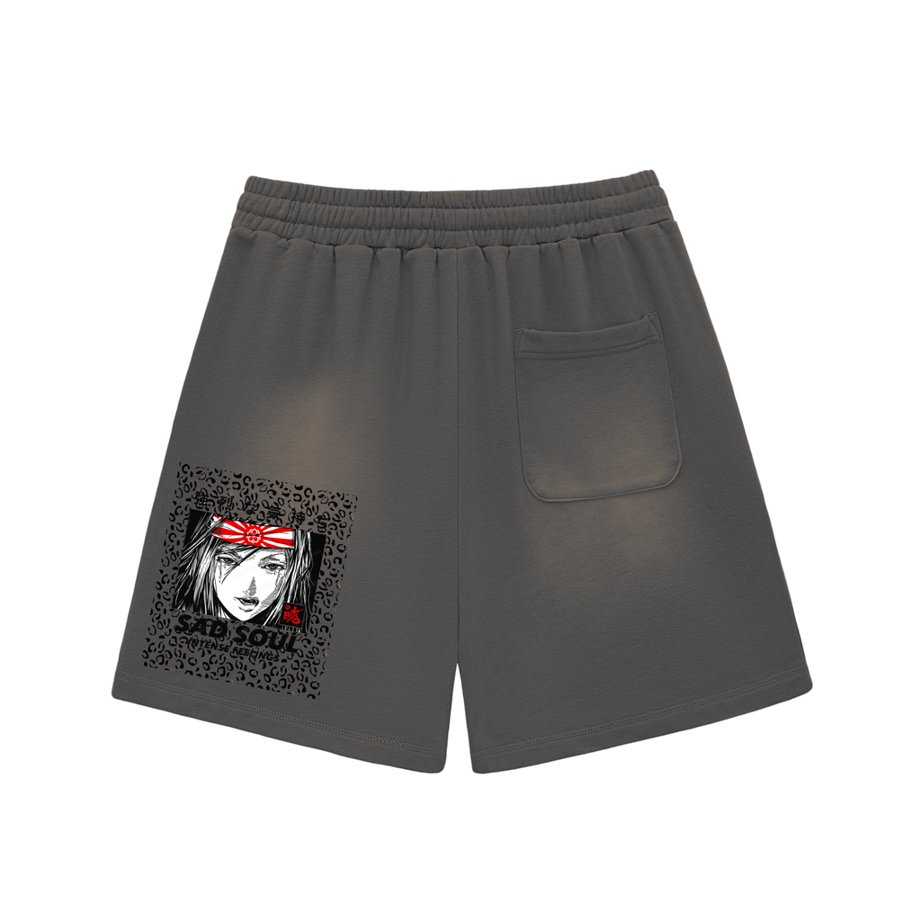 Sun Fade Raw Edge Cotton Shorts