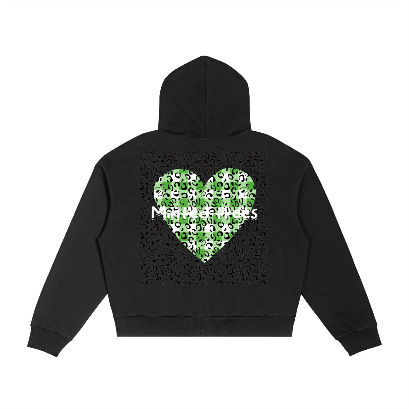 Contrast Plaid Boxy Zip Hoodie