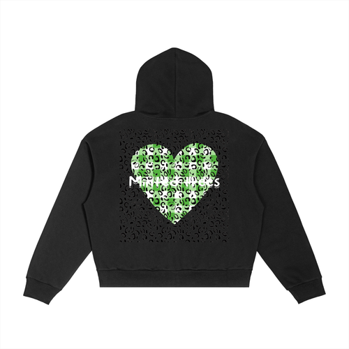 Contrast Plaid Boxy Zip Hoodie