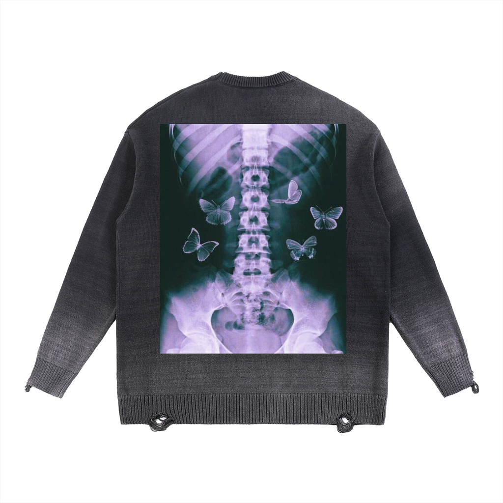 Sun Fade Distressed Ripped Crewneck sweater