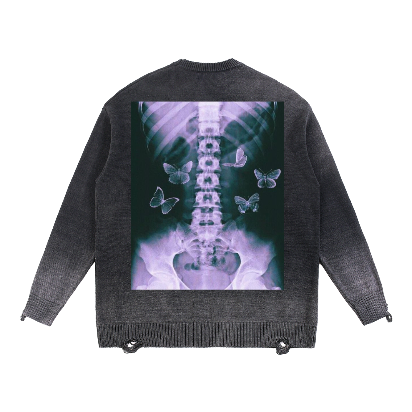Sun Fade Distressed Ripped Crewneck sweater